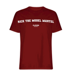 RicK The Model Martel t-shirt – red men's t-shirt with white RicK The Model Martel letters and Players Couture logo on the