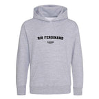 Rio Ferdinand hoodie – grey kids' hoodie with black Rio Ferdinand letters and Players Couture logo on the chest