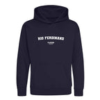 Rio Ferdinand hoodie – navy kids' hoodie with white Rio Ferdinand letters and Players Couture logo on the chest