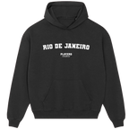 Rio de Janeiro hoodie – black men's hoodie with white Rio de Janeiro letters and Players Couture logo on the chest