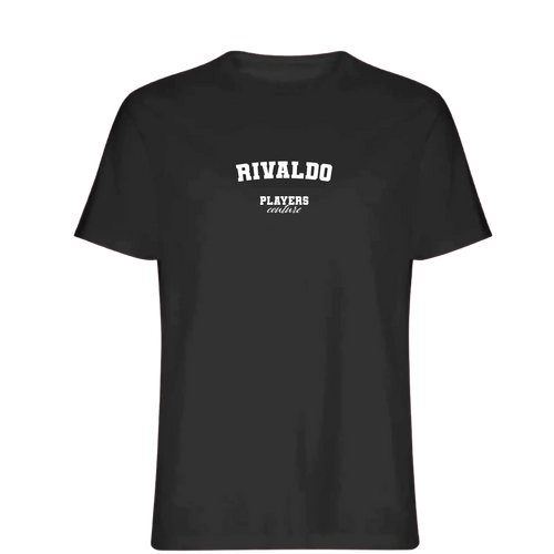 Rivaldo t-shirt – black men's t-shirt with white Rivaldo letters and Players Couture logo on the chest