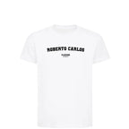 Roberto Carlos t-shirt – white kids' t-shirt with black Roberto Carlos letters and Players Couture logo on the chest