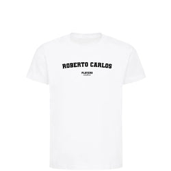 Roberto Carlos t-shirt – white kids' t-shirt with black Roberto Carlos letters and Players Couture logo on the chest