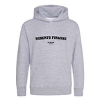 Roberto Firmino hoodie – grey kids' hoodie with black Roberto Firmino letters and Players Couture logo on the chest
