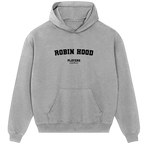 Robin Hood hoodie – grey men's hoodie with black Robin Hood letters and Players Couture logo on the chest