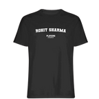 Rohit Sharma t-shirt – black men's t-shirt with white Rohit Sharma letters and Players Couture logo on the chest