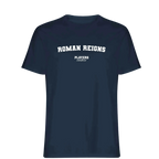 Roman Reigns t-shirt – navy men's t-shirt with white Roman Reigns letters and Players Couture logo on the chest