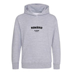 Romário hoodie – grey kids' hoodie with black Romário letters and Players Couture logo on the chest