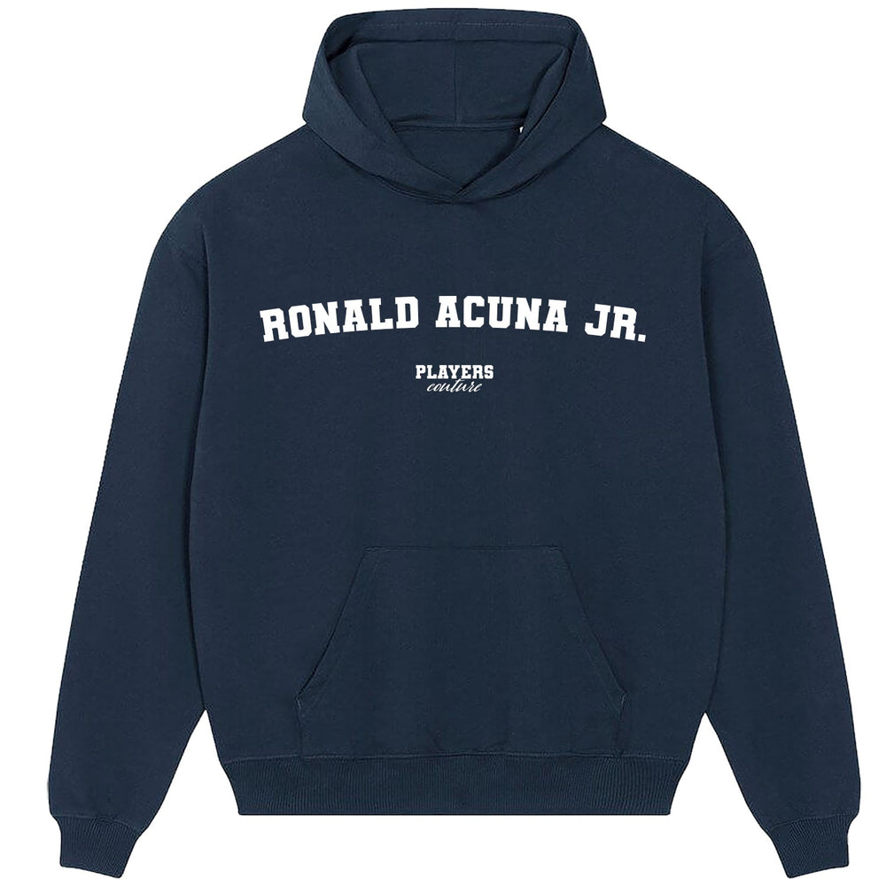 Ronald Acuña Jr. men's hoodie in navy with bold name lettering