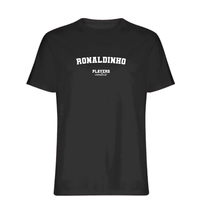 Ronaldinho t-shirt – black men's t-shirt with white Ronaldinho letters and Players Couture logo on the chest