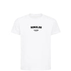 Ronaldo t-shirt – white kids' t-shirt with black Ronaldo letters and Players Couture logo on the chest
