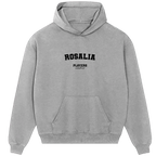 Rosalia hoodie – grey men's hoodie with black Rosalia letters and Players Couture logo on the chest