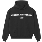 Russell Westbrook hoodie – black men's hoodie with white Russell Westbrook letters and Players Couture logo on the chest