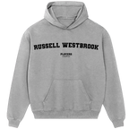Russell Westbrook hoodie – grey men's hoodie with black Russell Westbrook letters and Players Couture logo on the chest