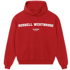 Russell Westbrook hoodie – red men's hoodie with white Russell Westbrook letters and Players Couture logo on the chest