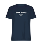 Ryan Moore t-shirt – navy men's t-shirt with white Ryan Moore letters and Players Couture logo on the chest