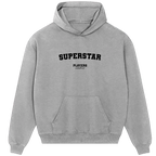Superstar hoodie – grey men's hoodie with black Superstar letters and Players Couture logo on the chest