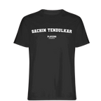 Sachin Tendulkar t-shirt – black men's t-shirt with white Sachin Tendulkar letters and Players Couture logo on the chest