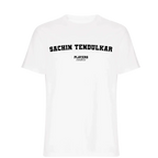 Sachin Tendulkar t-shirt – white men's t-shirt with black Sachin Tendulkar letters and Players Couture logo on the chest