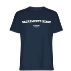 Sacramento Kings t-shirt – navy men's t-shirt with white Sacramento Kings letters and Players Couture logo on the chest