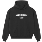 Safe House hoodie – black men's hoodie with white Safe House letters and Players Couture logo on the chest