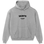 Saints hoodie – grey men's hoodie with black Saints letters and Players Couture logo on the chest