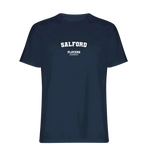 Salford t-shirt – navy men's t-shirt with white Salford letters and Players Couture logo on the chest