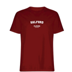 Salford t-shirt – red men's t-shirt with white Salford letters and Players Couture logo on the chest