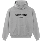 Sam Smith hoodie – grey men's hoodie with black Sam Smith letters and Players Couture logo on the chest