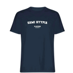Sami Hyypia t-shirt – navy men's t-shirt with white Sami Hyypia letters and Players Couture logo on the chest