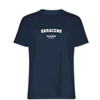 Saracens t-shirt – navy men's t-shirt with white Saracens letters and Players Couture logo on the chest