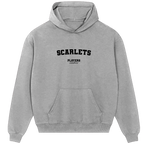 Scarlets hoodie – grey men's hoodie with black Scarlets letters and Players Couture logo on the chest