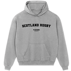 Scotland Rugby hoodie – grey men's hoodie with black Scotland Rugby letters and Players Couture logo on the chest