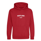 Scotland hoodie – red kids' hoodie with white Scotland letters and Players Couture logo on the chest