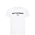 Scott McTominay t-shirt – white kids' t-shirt with black Scott McTominay letters and Players Couture logo on the chest