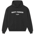 Scott Parker hoodie – black men's hoodie with white Scott Parker letters and Players Couture logo on the chest