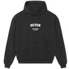 SE7EN hoodie – black men's hoodie with white SE7EN letters and Players Couture logo on the chest