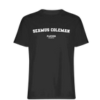Seamus Coleman t-shirt – black men's t-shirt with white Seamus Coleman letters and Players Couture logo on the chest