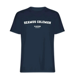 Seamus Coleman t-shirt – navy men's t-shirt with white Seamus Coleman letters and Players Couture logo on the chest
