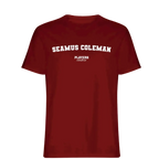 Seamus Coleman t-shirt – red men's t-shirt with white Seamus Coleman letters and Players Couture logo on the chest