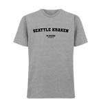 Seattle Kraken t-shirt – grey men's t-shirt with black Seattle Kraken letters and Players Couture logo on the chest