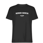 Sergio Garcia t-shirt – black men's t-shirt with white Sergio Garcia letters and Players Couture logo on the chest