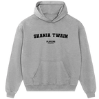 Shania Twain hoodie – grey men's hoodie with black Shania Twain letters and Players Couture logo on the chest