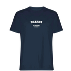 Sharks t-shirt – navy men's t-shirt with white Sharks letters and Players Couture logo on the chest