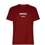Sharks t-shirt – red men's t-shirt with white Sharks letters and Players Couture logo on the chest