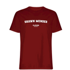 Shawn Mendes t-shirt – red men's t-shirt with white Shawn Mendes letters and Players Couture logo on the chest