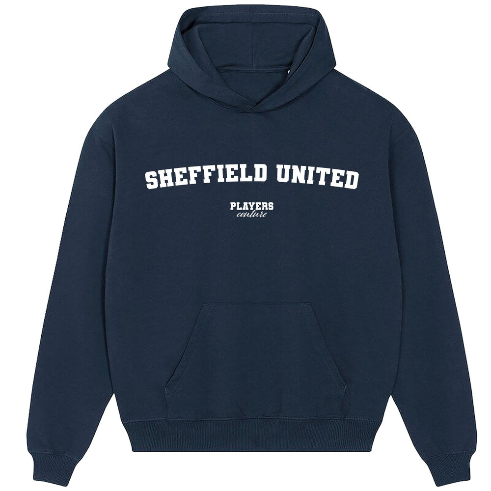 Sheffield United men's hoodie in navy with bold name lettering