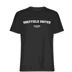 Sheffield United t-shirt – black men's t-shirt with white Sheffield United letters and Players Couture logo on the chest