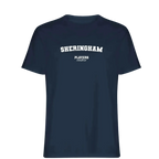 Sheringham t-shirt – navy men's t-shirt with white Sheringham letters and Players Couture logo on the chest
