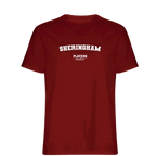 Sheringham t-shirt – red men's t-shirt with white Sheringham letters and Players Couture logo on the chest